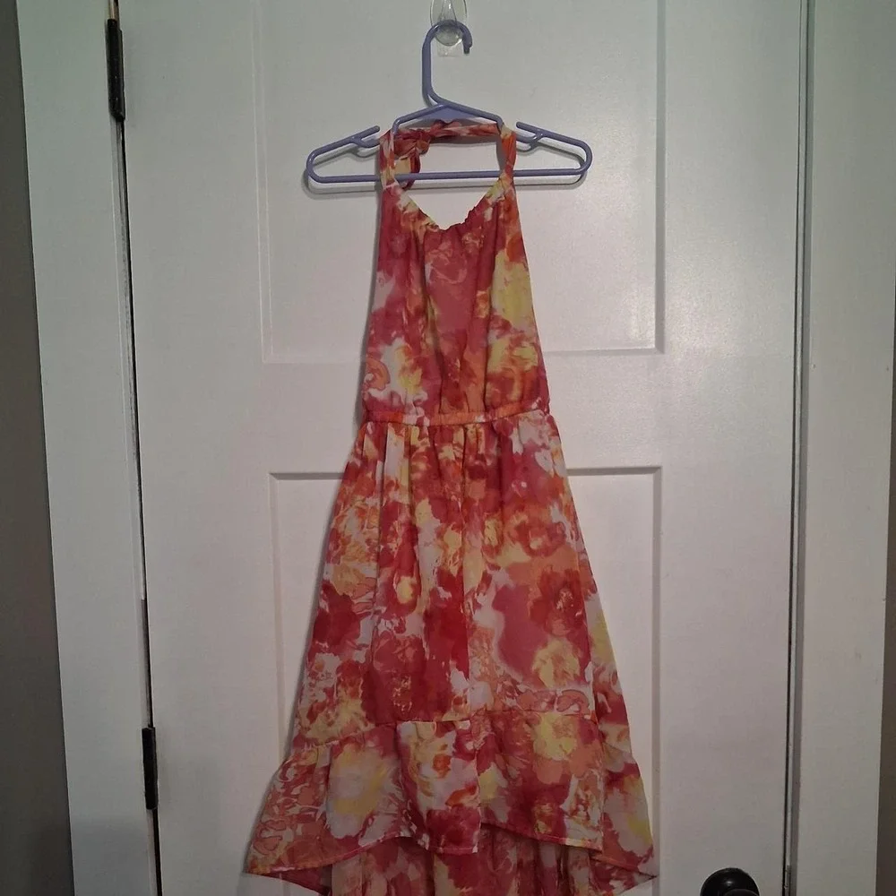 Children's Place 2007 Girls Orange and yellow floral maxi dress